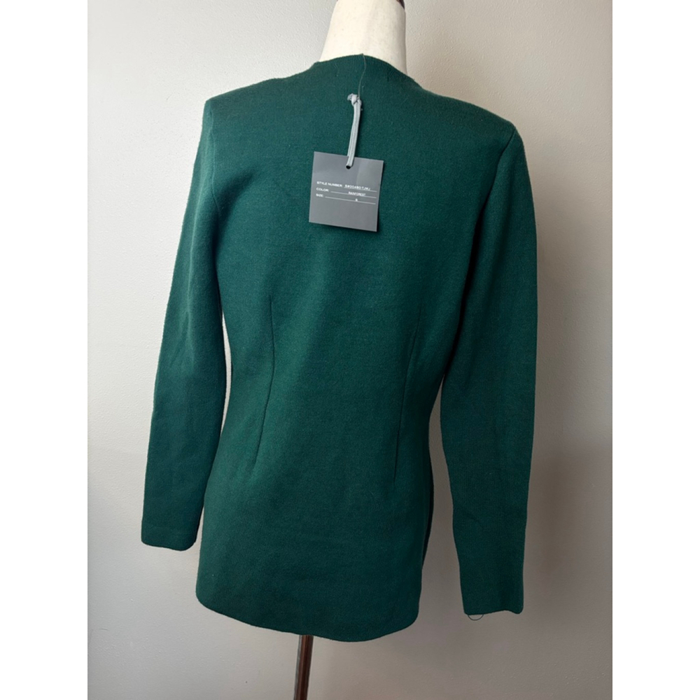 Women's Marled Green Double-Breasted Blazer S with Gold Buttons luxury designer - Picture 4 of 9